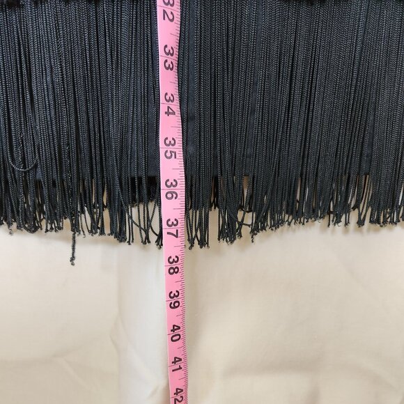 Vintage Black All Over Fringe Flapper Dress Sleeveless Party Dress - Picture 6 of 10